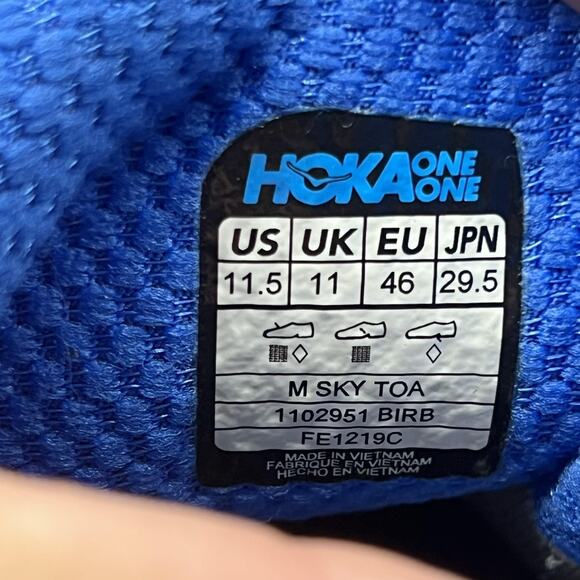 Hoka One One Sky Toa Boots Men Size 11.5 Blue eVent Waterproof Vibram Sneakers - Picture 8 of 10